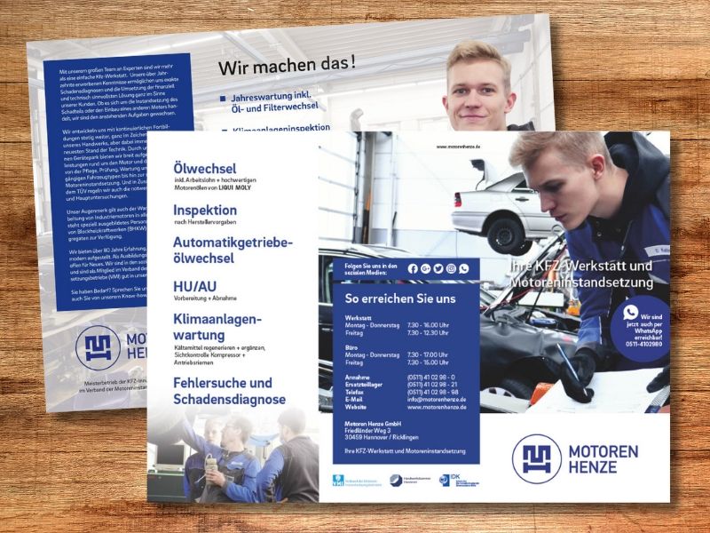 Motoren Henze Firmenflyer
