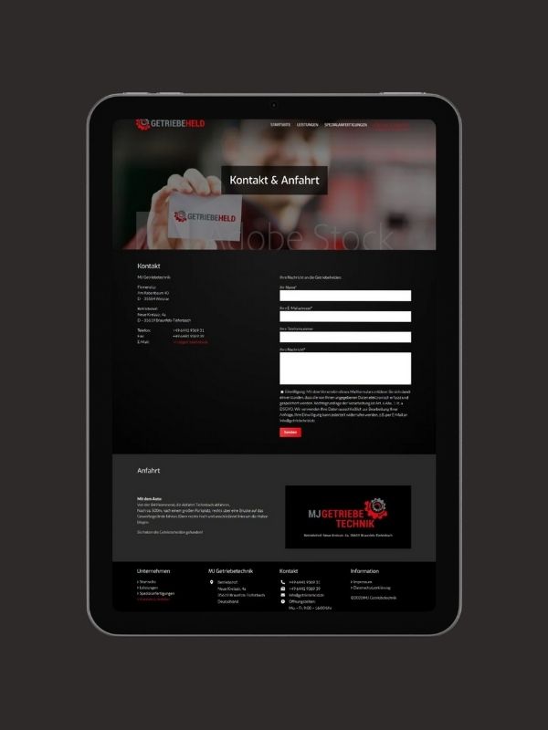 Getriebeheld Webseite Kontakt