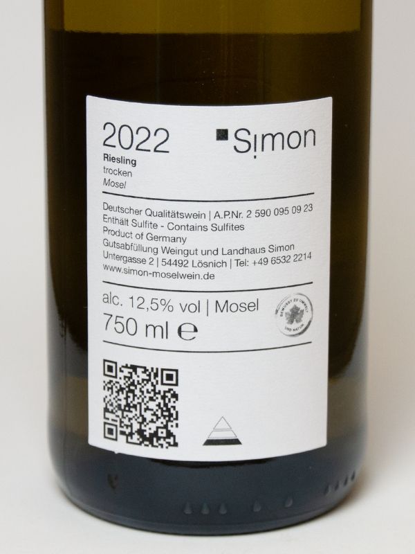 Weingut Simon - Riesling Etikett Rückseite